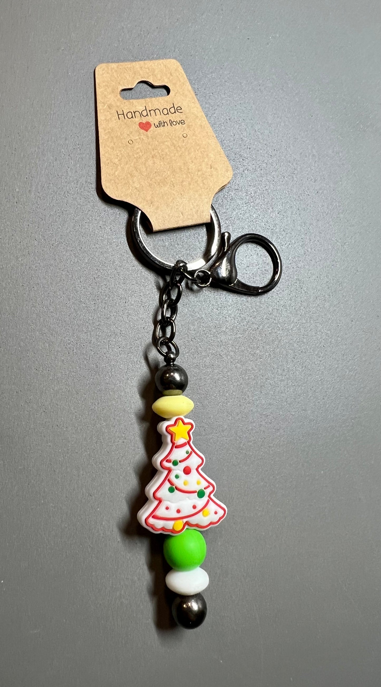 60. Beaded Christmas Tree Keychain