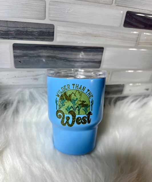 190. 2oz Sub. Blue "Wilder Than The West" Mini Tumblers Shot Glass