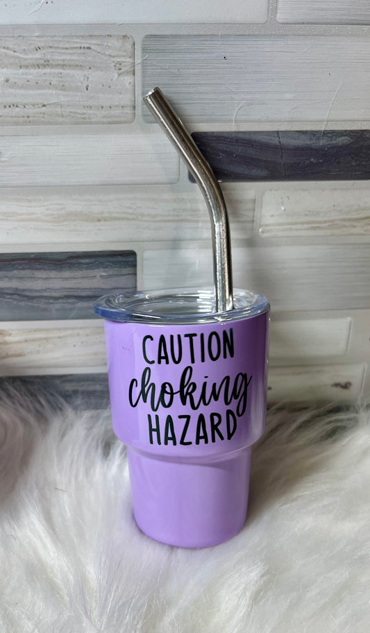 187. 2oz Sub. Purple "Caution Choking Hazard" Mini Tumblers Shot Glass