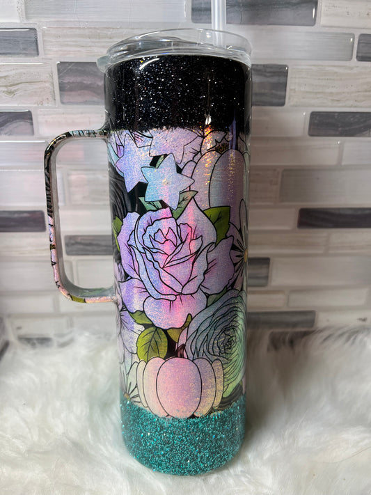 217. Rose 20 ounce tumbler with Handle